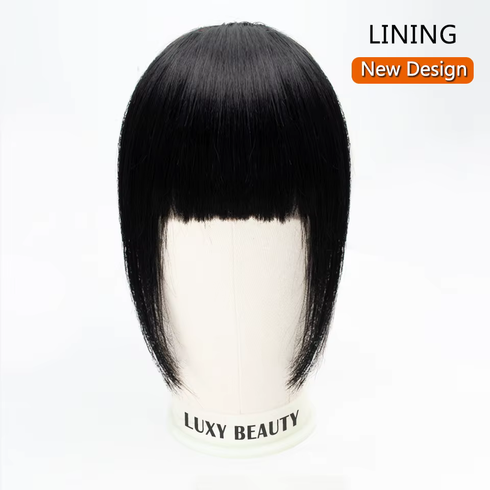 Frange de cheveux humains coupe émoussée 3D, cheveux naturels, clip sur la tête, extensions de cheve
