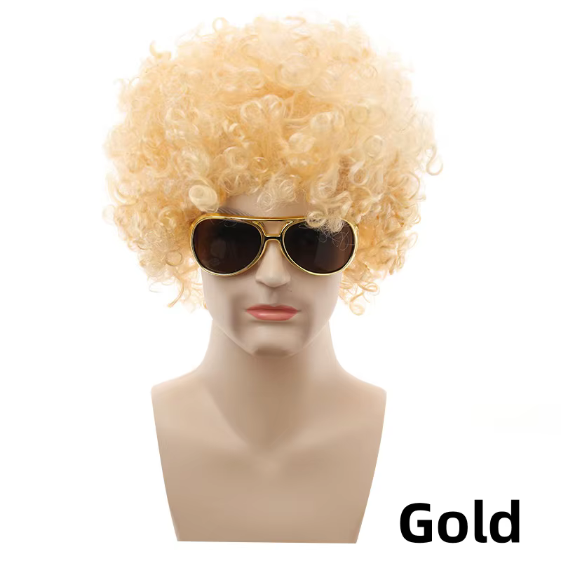 Perruques synthétiques bouclées Disco Hippie Rock Punk Afro perruques hommes femmes fête Halloween C