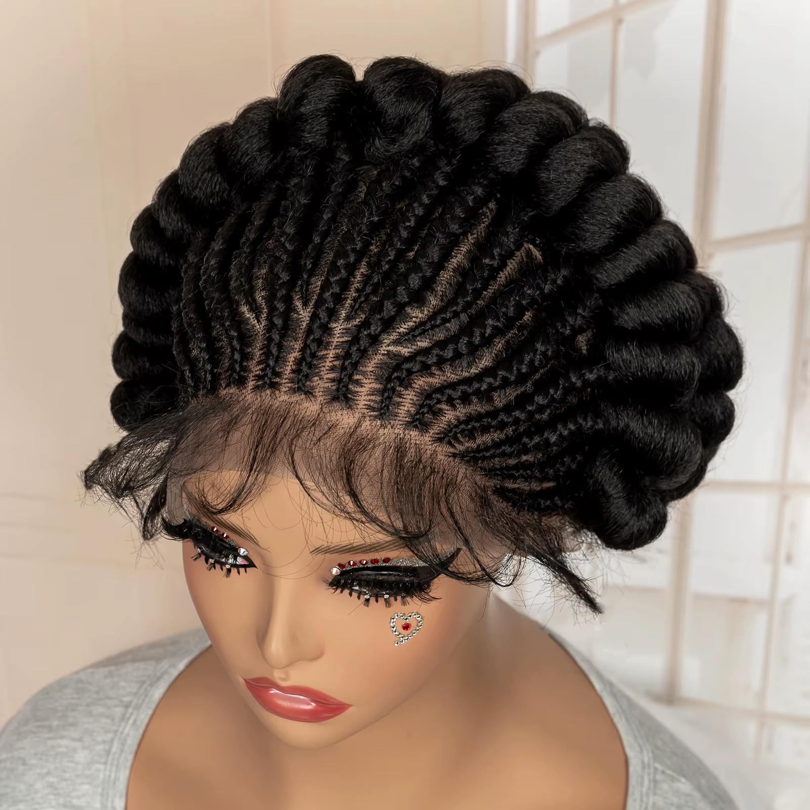 Perruque synthétique tressée Bantu faite à la main, cheveux africains pour femmes noires, courte et 