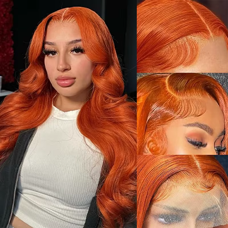 VideoOrange-Perruque Lace Front Wig Body Wave Naturelle, Cheveux Humains, 13x6, 200% de Densité, Pre