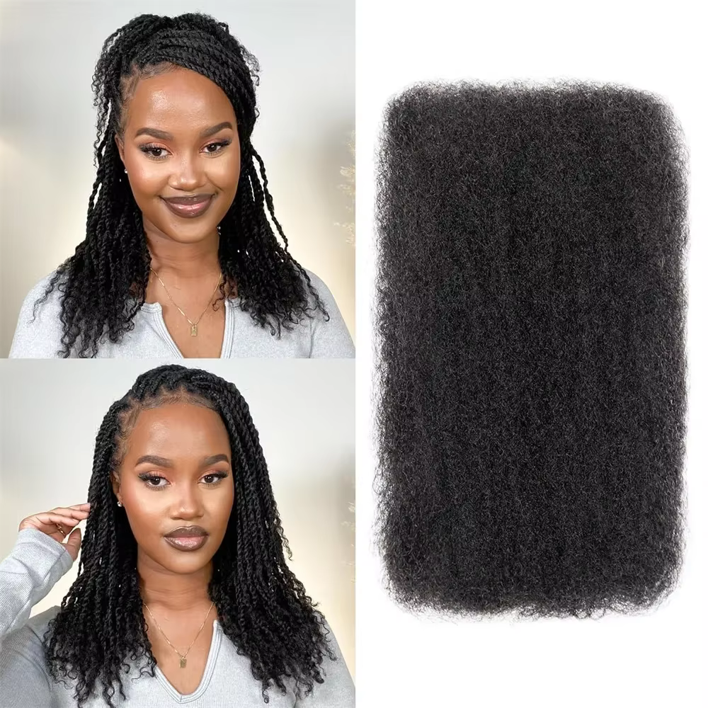 50g Cheveux Humains Afro Kinky en Vrac pour Extensions de Dreadlocks, Réparation de Locs, Tresses Af