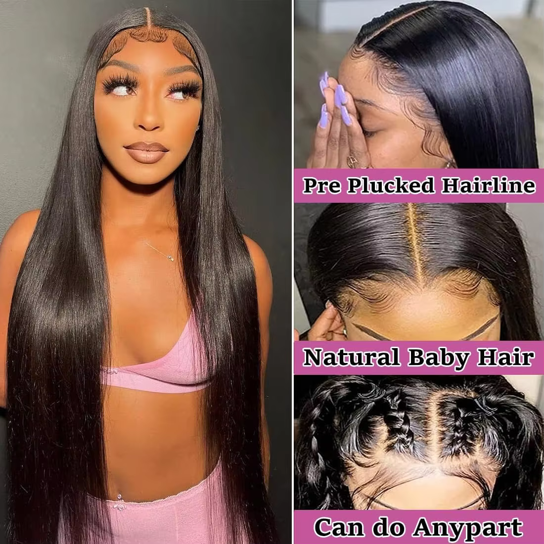 ISEE HAIR Wear Go13x6 HD droite pleine dentelle frontale pré-coupée pré plumé perruques Invisi dessi