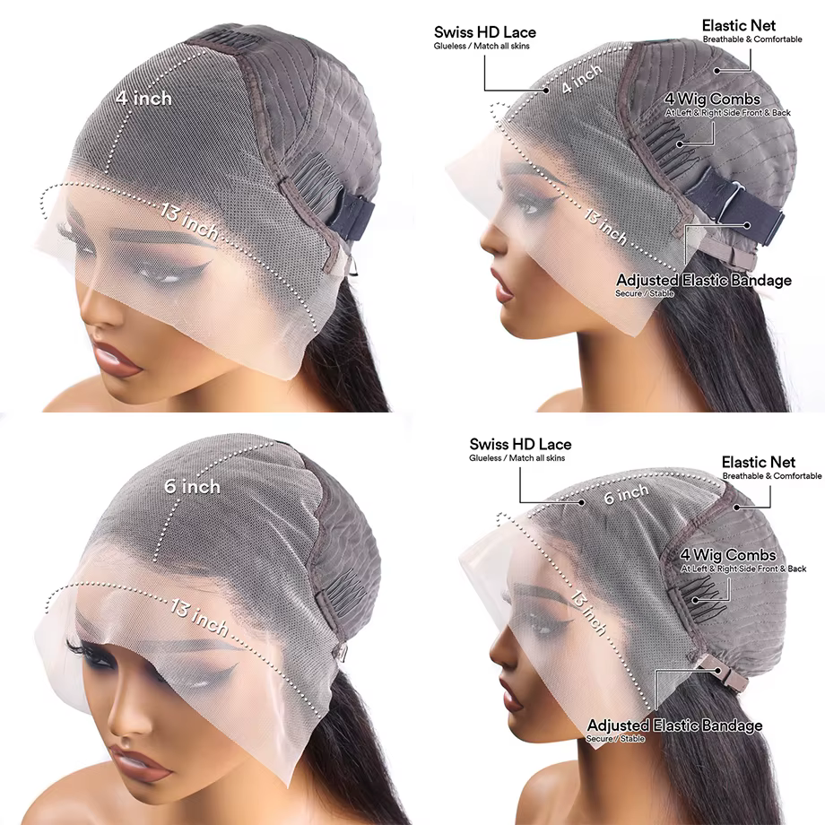 Perruques de cheveux humains ondulés avec mèches, perruque frontale en dentelle HD 13x6, perruque fr