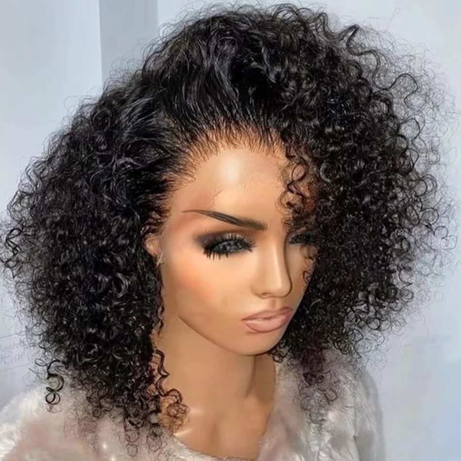 Perruque Courte Bob 13x4 HD Lace Front Ondulée Bouclée 230% Densité, Cheveux Humains Brésiliens 100%