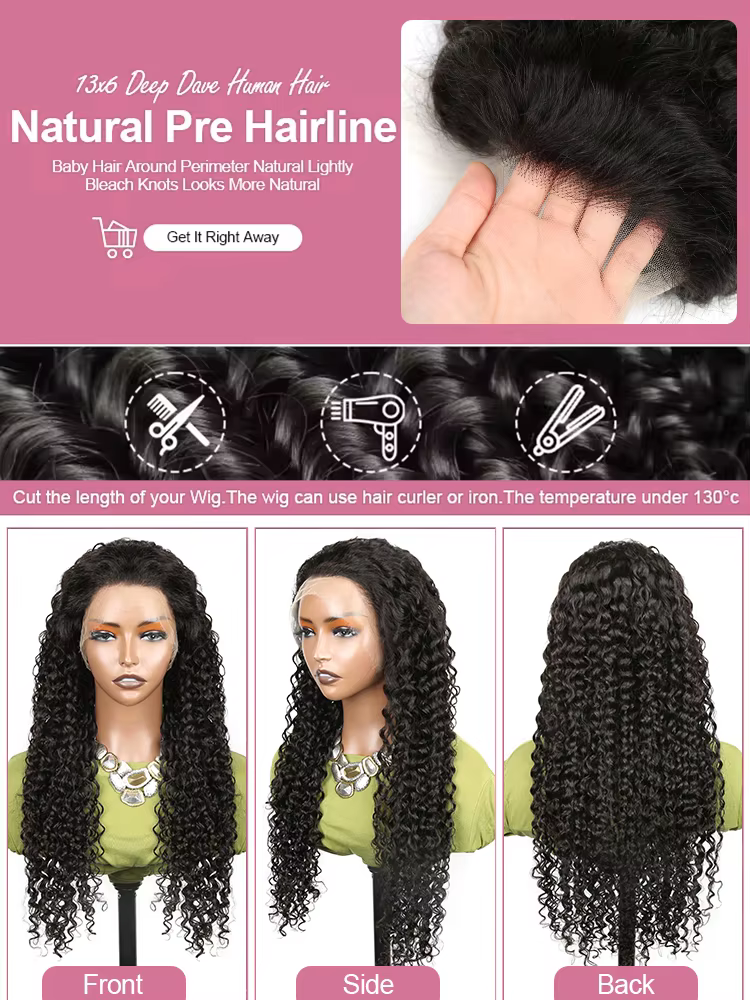 200 densité eau bouclés 13x6 HD dentelle frontale perruques de cheveux humains brésilien 30 40 pouce