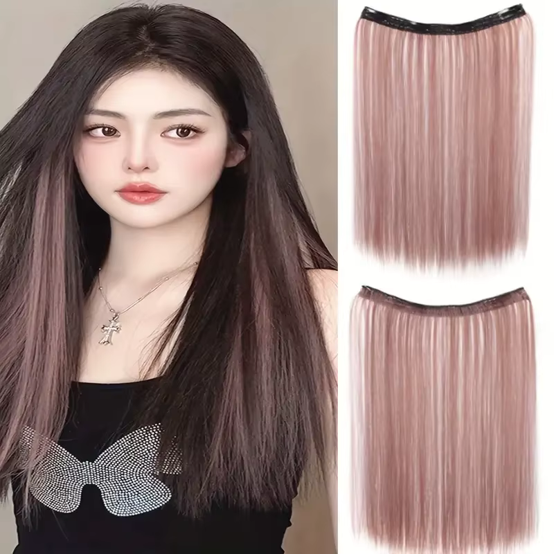 Extensions de cheveux à clipser pour femmes avec reflets de couche intérieure, postiche à teinture c