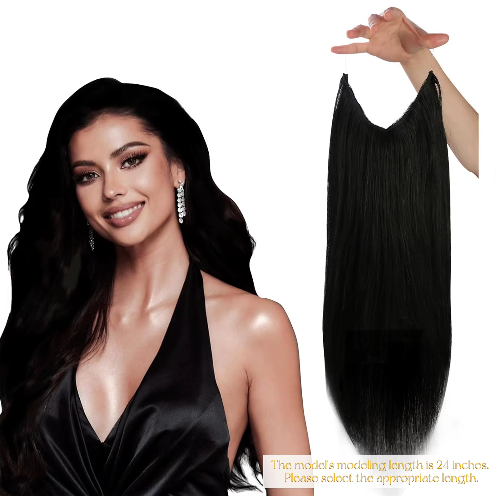 VeSunny ligne de poisson fil d'extension de cheveux humains cheveux naturels une pièce fil Invisible