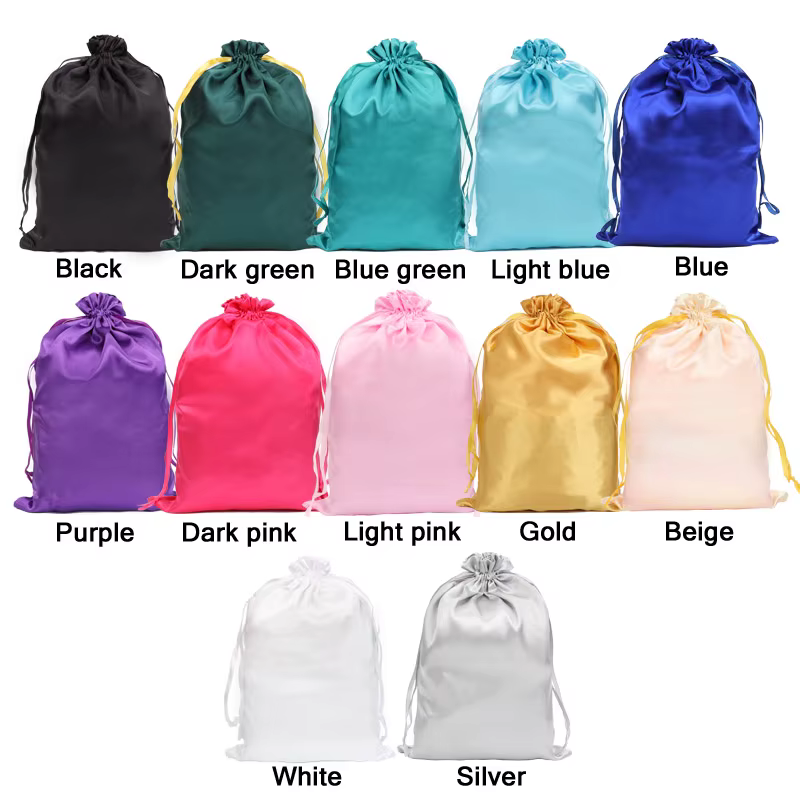 Sacs à perruque 5 pièces sacs d'extensions de cheveux avec cordon sac de perruque en Satin doux et s