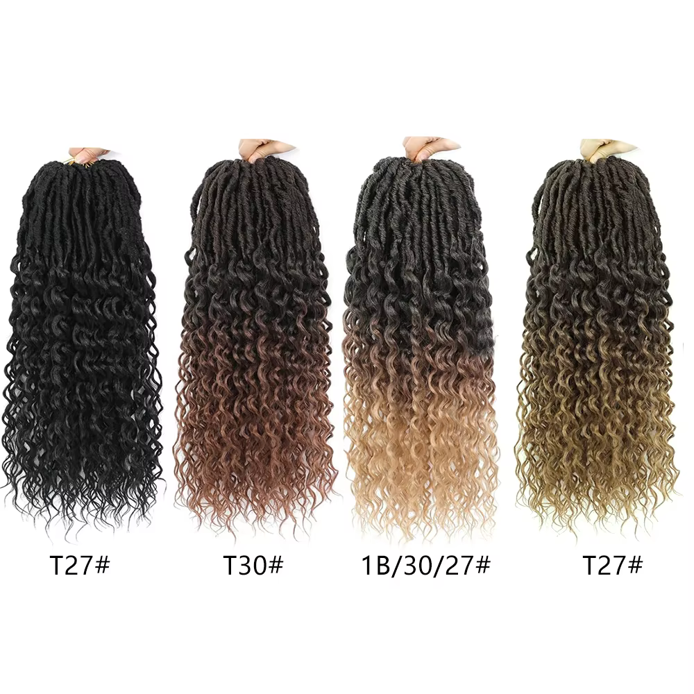 Faux Locs profonds Crochet cheveux pour femmes noires 7 paquets pré-bouclés déesse Locs Crochet chev