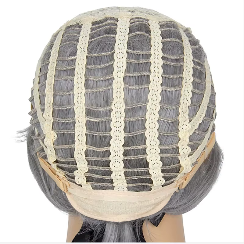 HAIRJOYMens perruque grise courte ondulée Bob perruque synthétique Cosplay fête remplacement perruqu