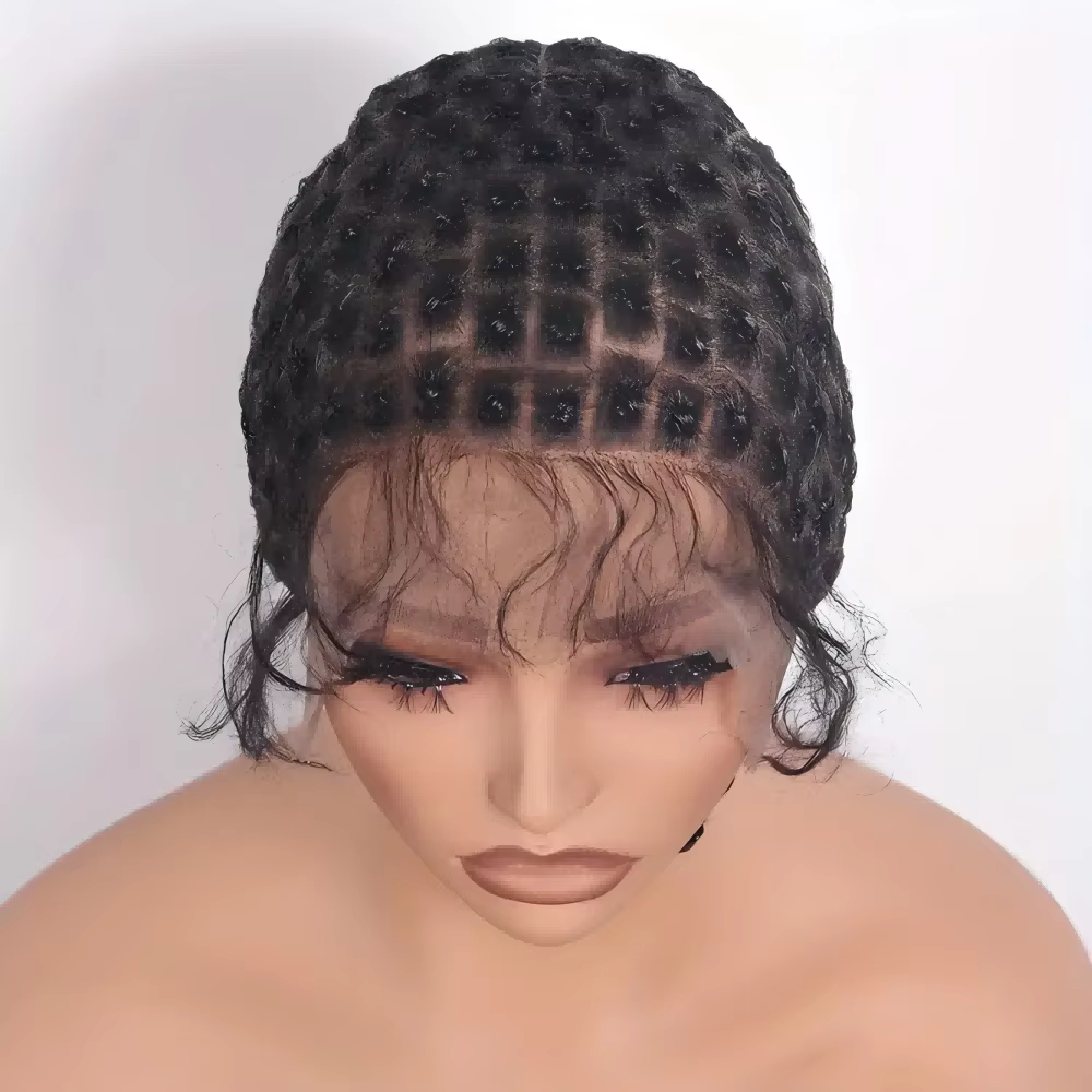 bonnet perruque Bonnet en dentelle ultraviolette tressée pour femme, sans nœud, ligne établie, doubl