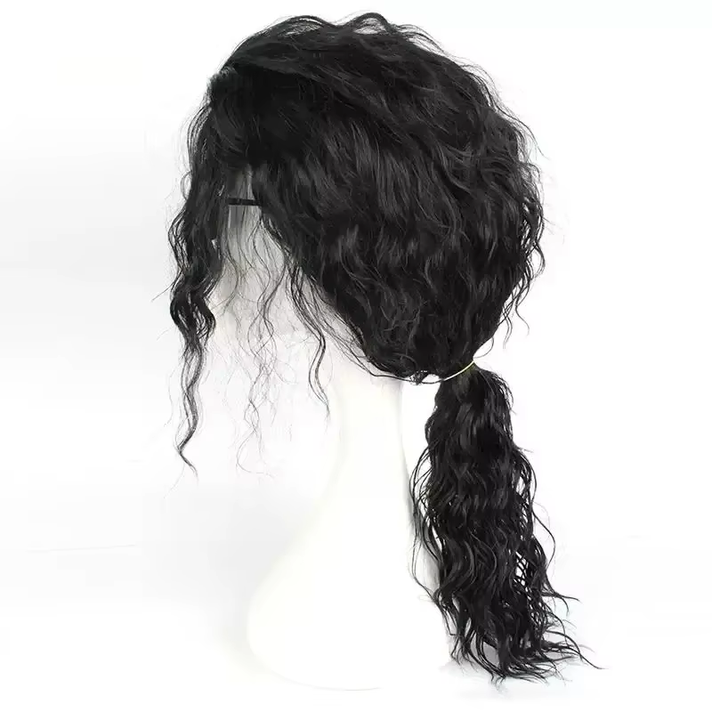 Perruque noire MJ Michael Cosplay, perruque bouclée mi-longue noire style Jackson Michael, perruque