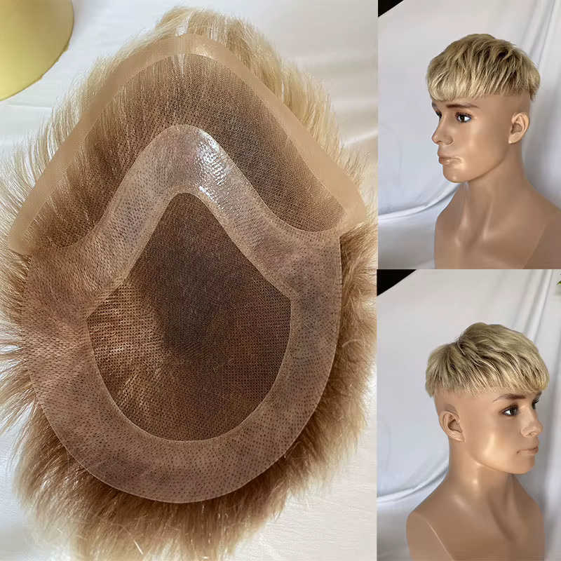 Perruque Courte pour Homme 3 Pouces, Cheveux Humains, Toupet en Dentelle Suisse, Prothèse Capillaire