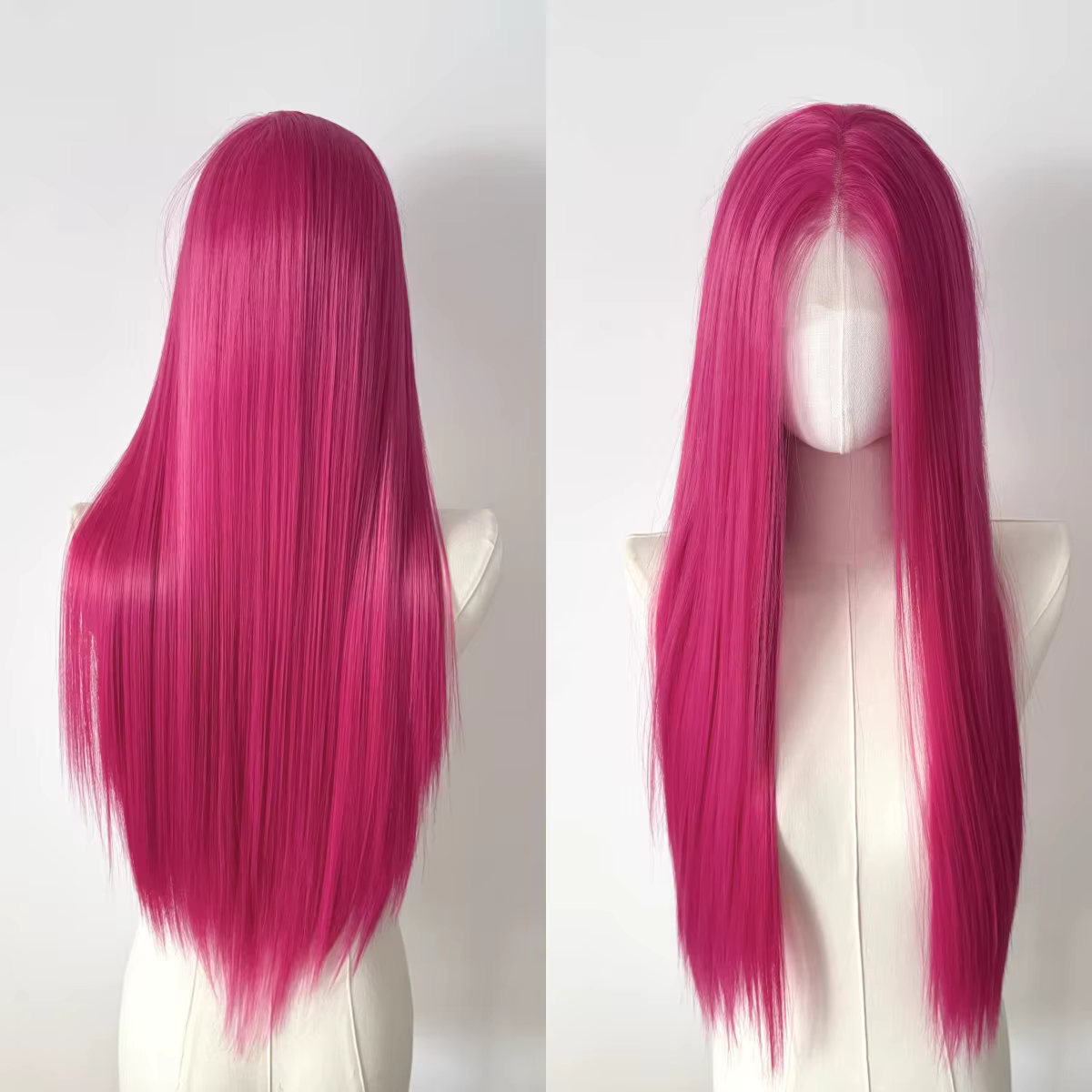 Perruque Lace Front Wig synthétique rose Ashely, 26 pouces, 13x4, longue et lisse, en Fiber résistan