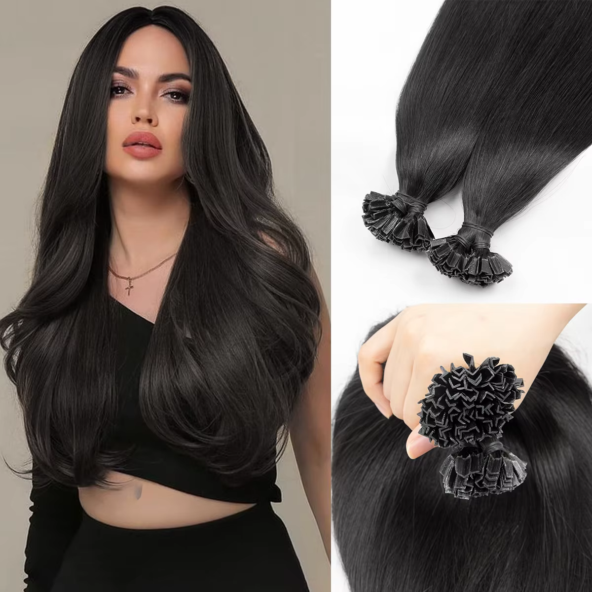Mme cheveux kératine cheveux K pointe Fusion chaude naturel Extensions de cheveux humains italie kér
