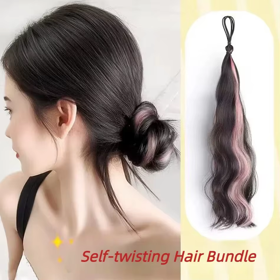 Perruque synthétique à tête sphérique à remontage automatique de 50cm, lot de cheveux pour femme, ch