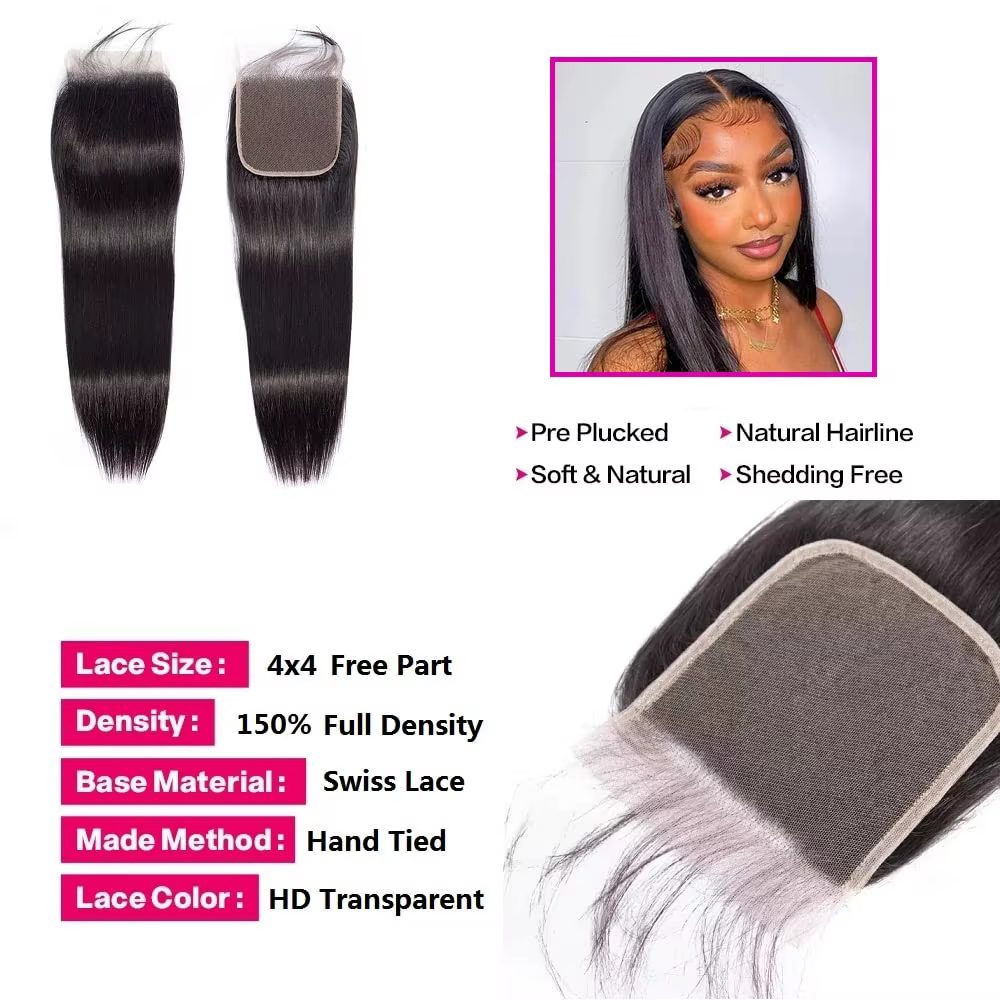 12A Tissage Cheveux Humains Mèches Cheveux Humain Avec Closures 2X6/5x5/13x4 Closure Tissage Cheveux