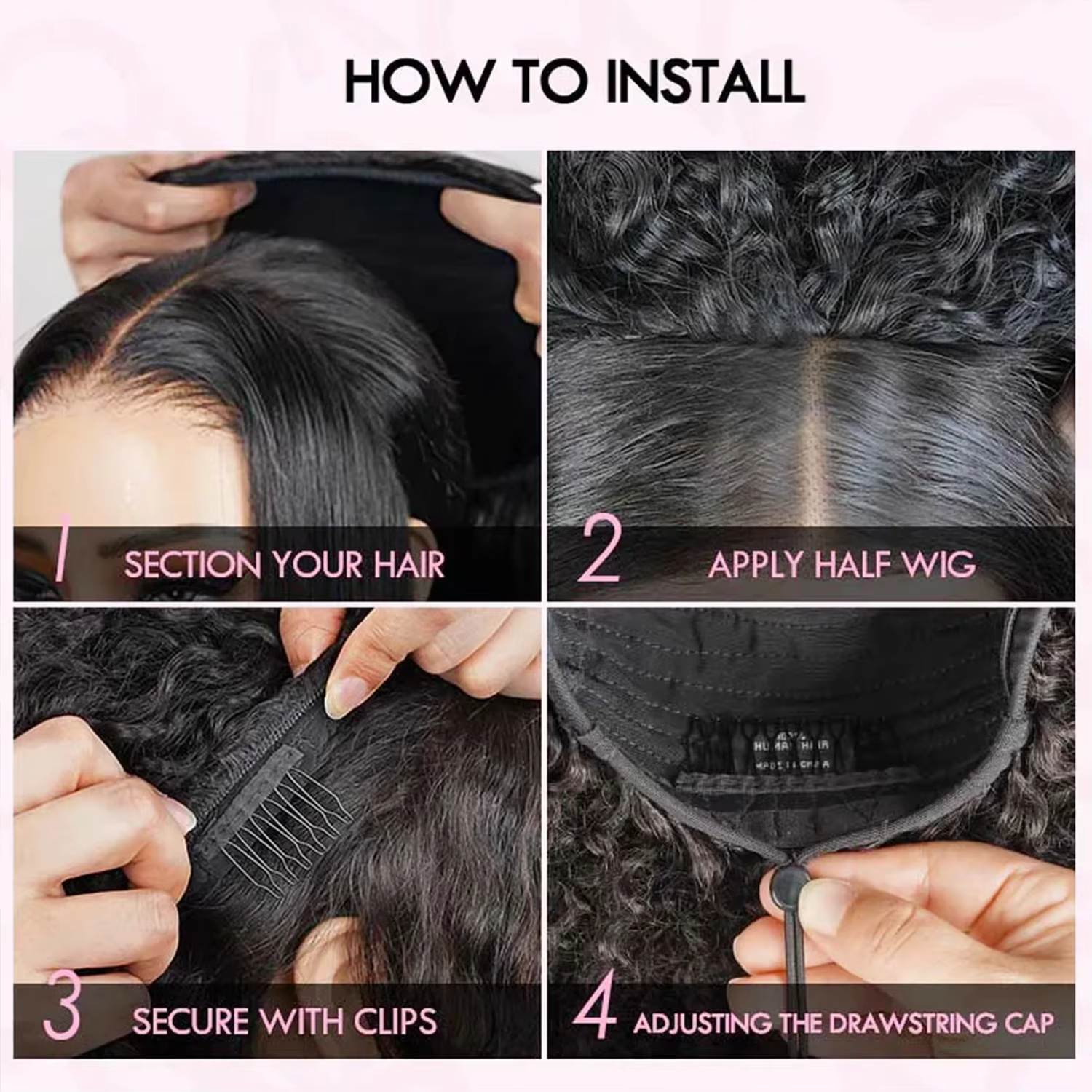 Perruques en cheveux humains sans colle, densité 250%, bouclées birmanes, avec bandeau, version amél