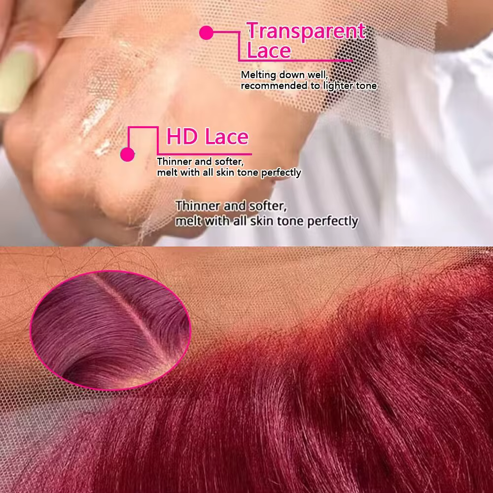 Perruques en cheveux humains 99j Bourgogne 13x6 HD Lace Frontal, couleur rouge vin, brésiliennes, on