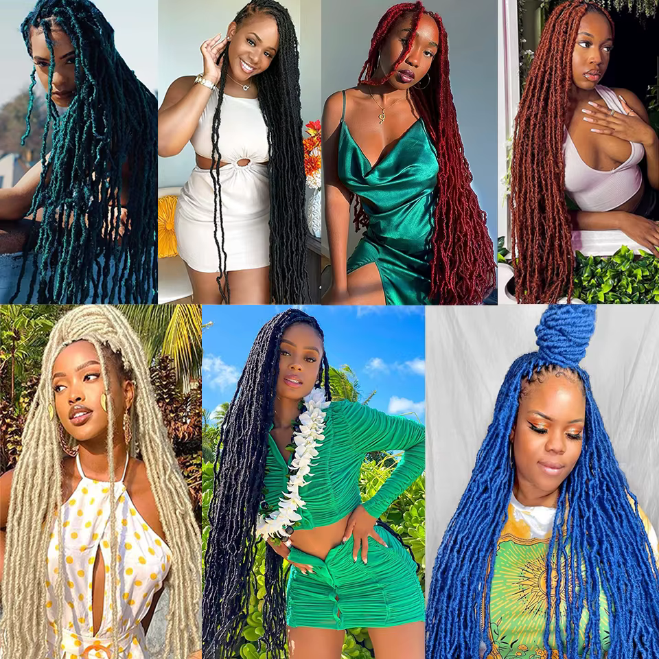 18 24 36 pouces 6 paquets nouveaux faux locs crochet cheveux meche faux locs crochet tresse doux loc