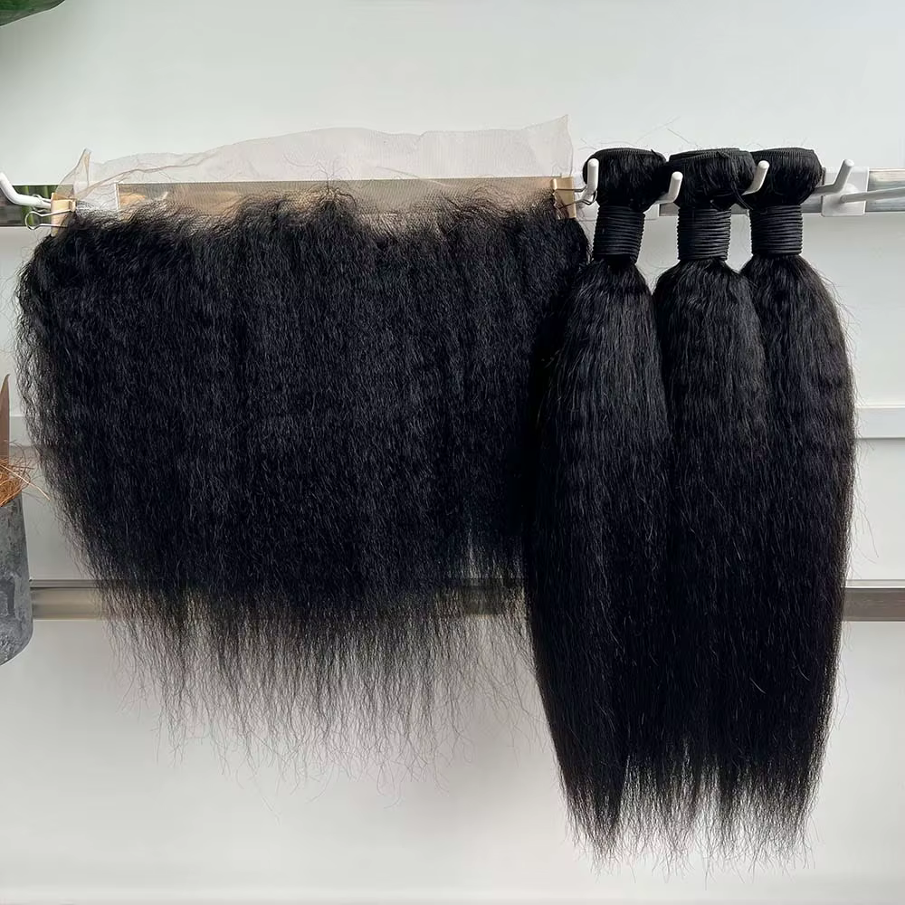 Soldes Exceptionnelles : Lots de Cheveux Raides Kinky avec Closure Frontale HD Transparente et Bundl
