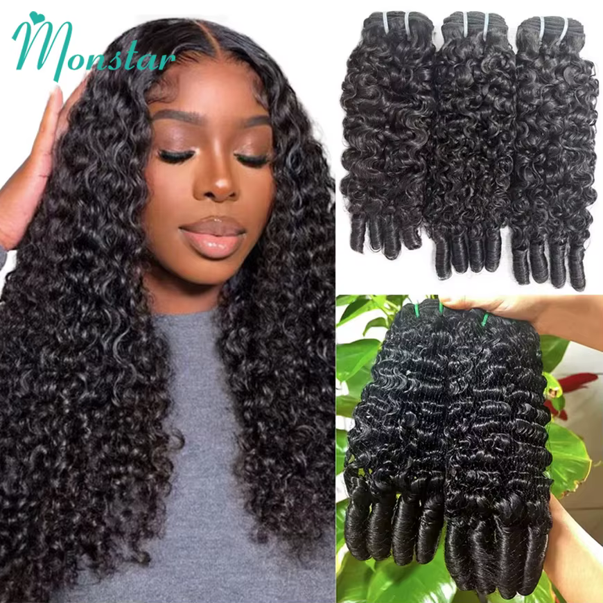 Mèches birmans bouclées 3C4A 100% naturelles, avec extrémité bouclée en spirale, boucles Pixie, Exte