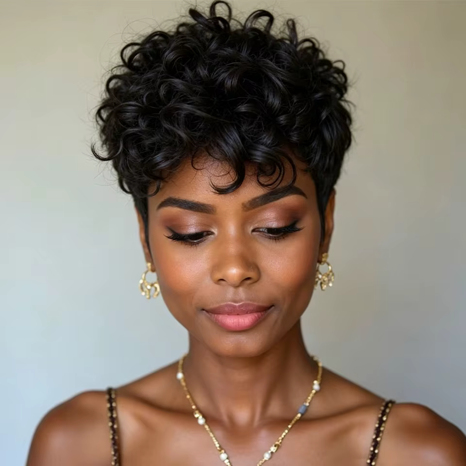 Perruque Pixie Cut, densité 180%, cheveux raides de 6 pouces, bonnet en filet rose, cheveux humains