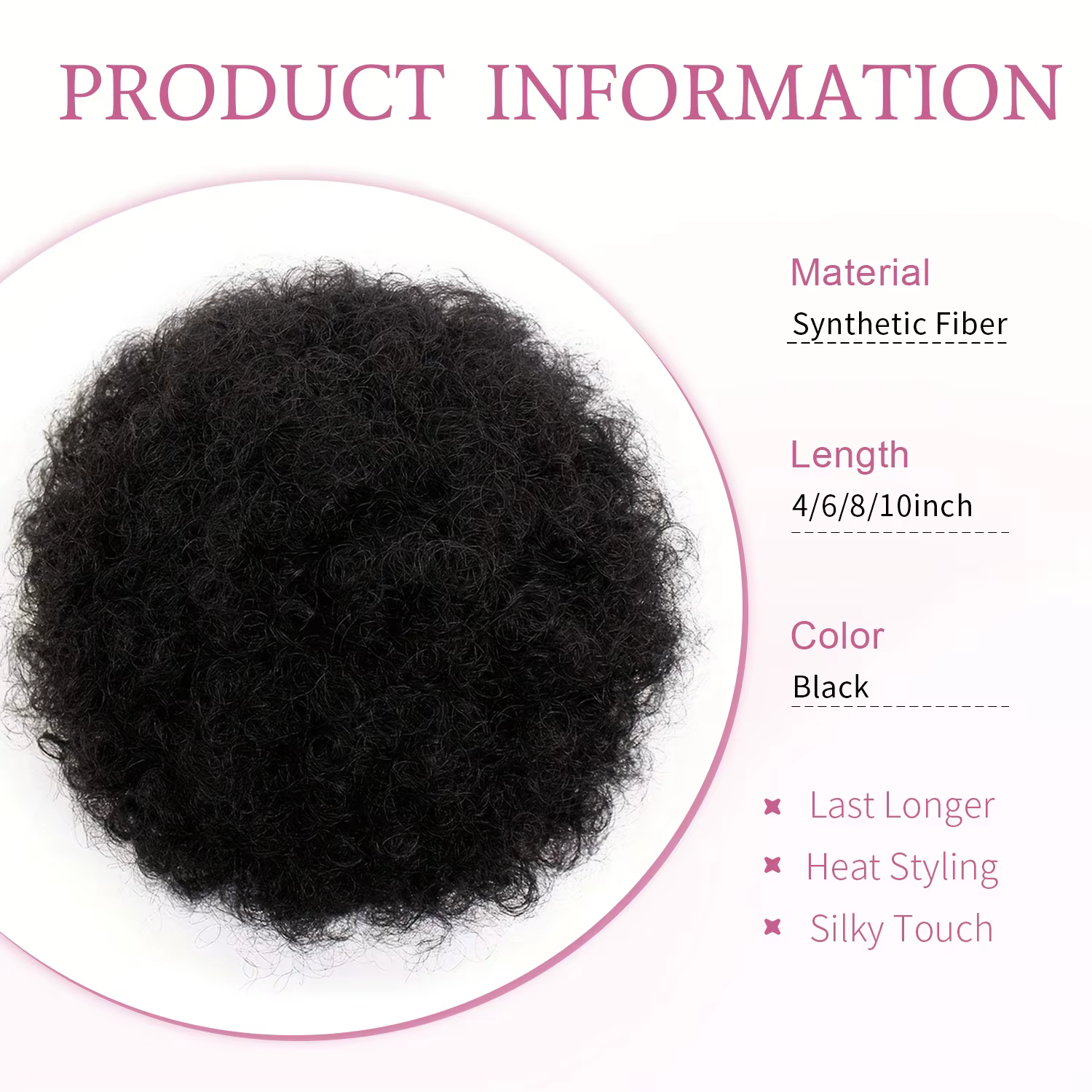 1Pc Afro bouffée cordon queue de cheval courte crépus bouclés Afro queue de cheval cheveux synthétiq