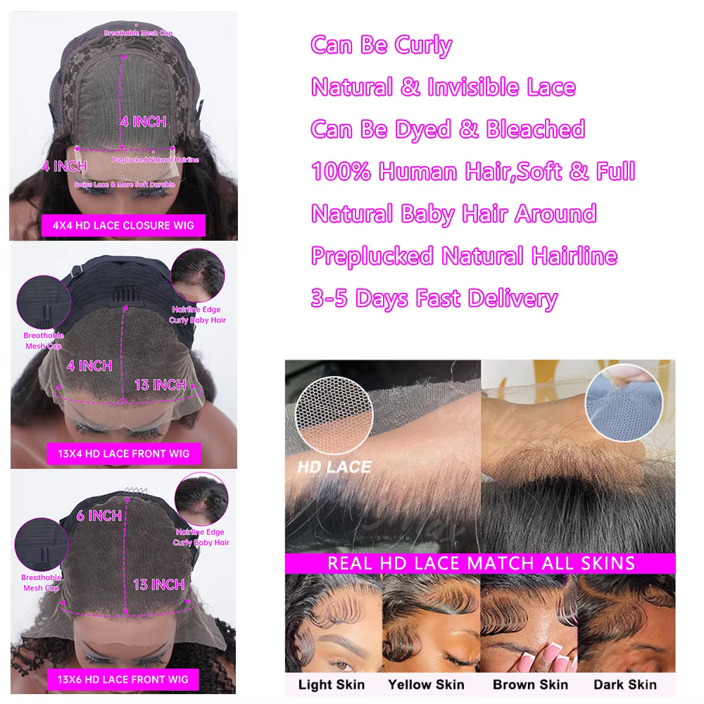 Perruques Lace Frontal Body Wave Marron Remy Pré-Pluckées Couleur Chocolat 13x6 HD Lace Front Cheveu