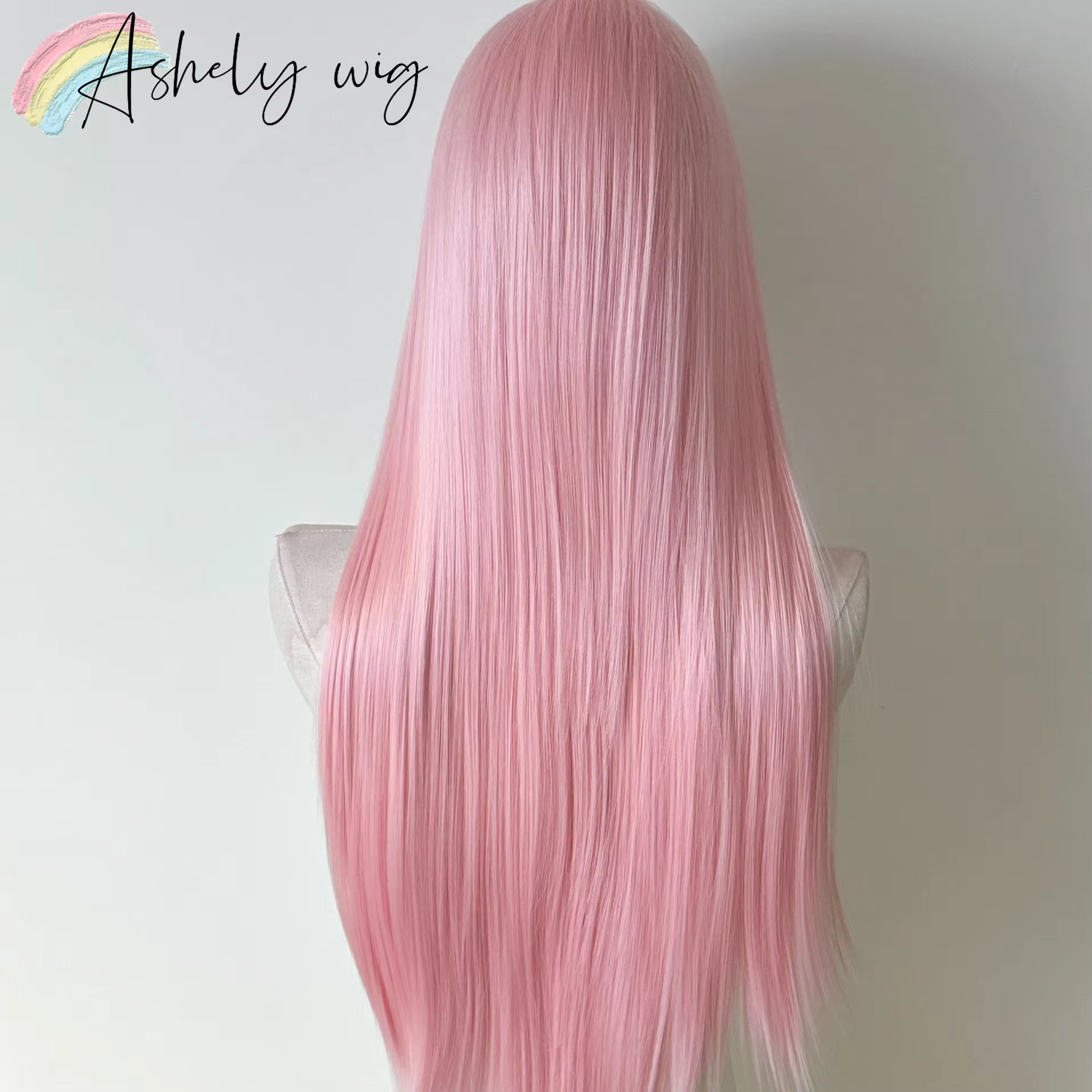 Perruque Lace Front Wig synthétique rose clair 13x4, perruque de 26 pouces longue et lisse, perruque