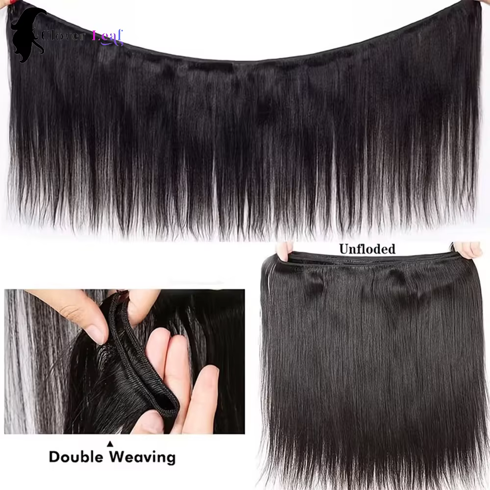 Paquets droits de cheveux humains avec frontal 13x4 paquets de cheveux bruts 100% Extensions de chev