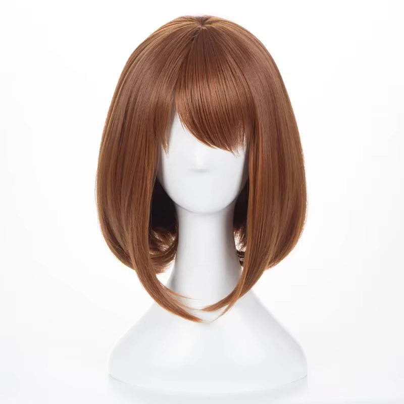 Perruques synthétiques Anime My Hero Academia Ochako Uraraka, perruque courte brune Bob résistante à