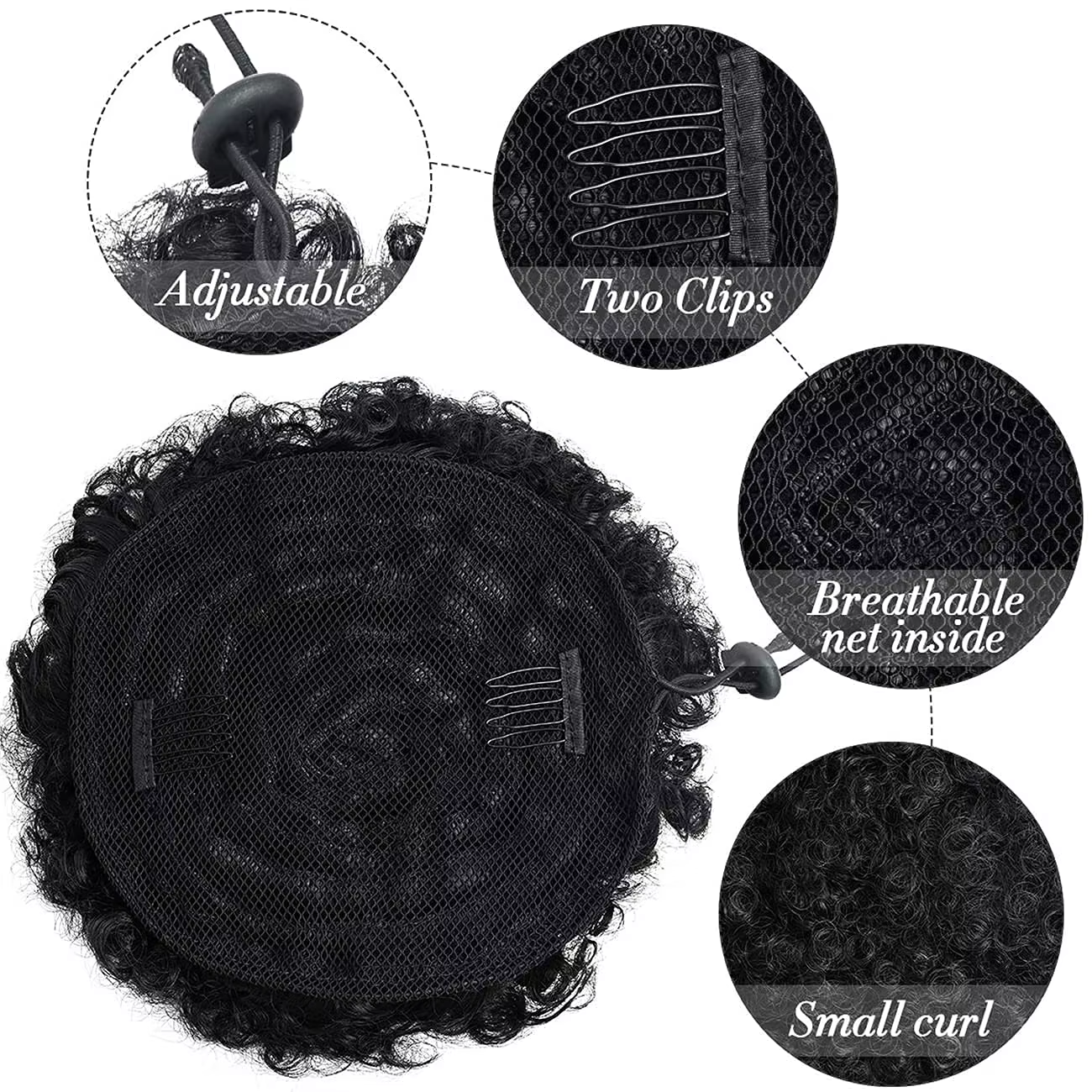 Grande queue de cheval synthétique Afro avec cordon de serrage, Extensions capillaires courtes crépu