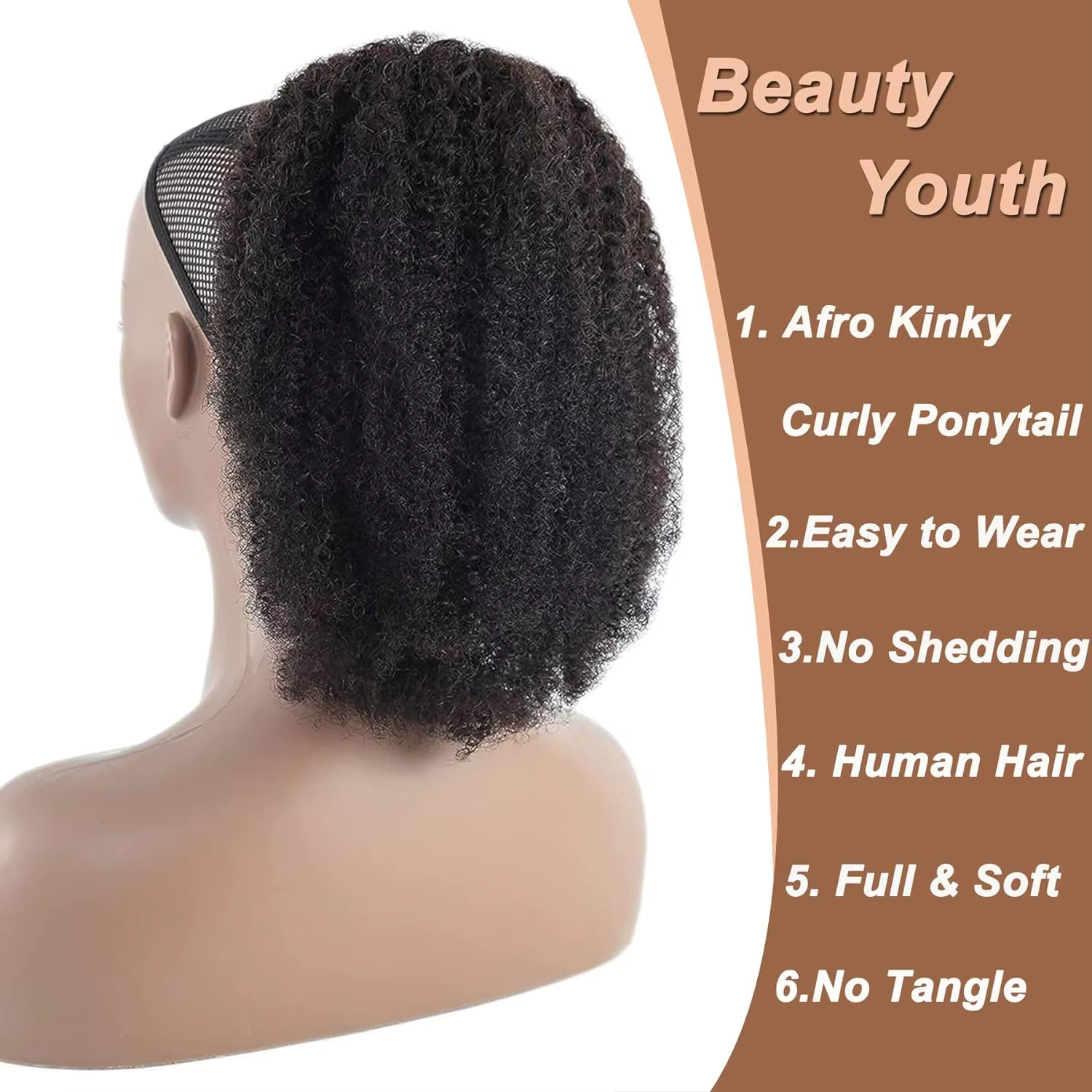 Extension de queue de cheval synthétique Afro bouffante avec cordon de serrage pour femmes noires, c