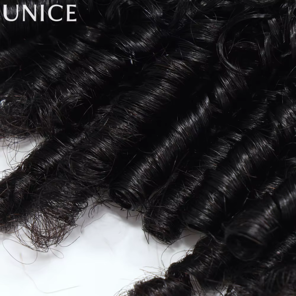 UNice 3 pièces de mèches de cheveux bouclés birmans 100% cheveux humains avec des extrémités en spir