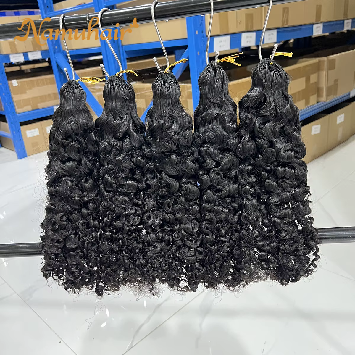 Extensions de cheveux humains 100% naturels, bouclés, style burmese, pré-séparées, sans nœuds, pour