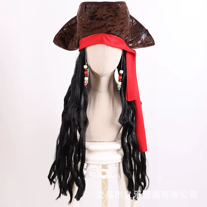 Perruque de Pirate pour adultes, capitaine Jack Sparrow, casquettes de Cosplay, tenues pour femmes e