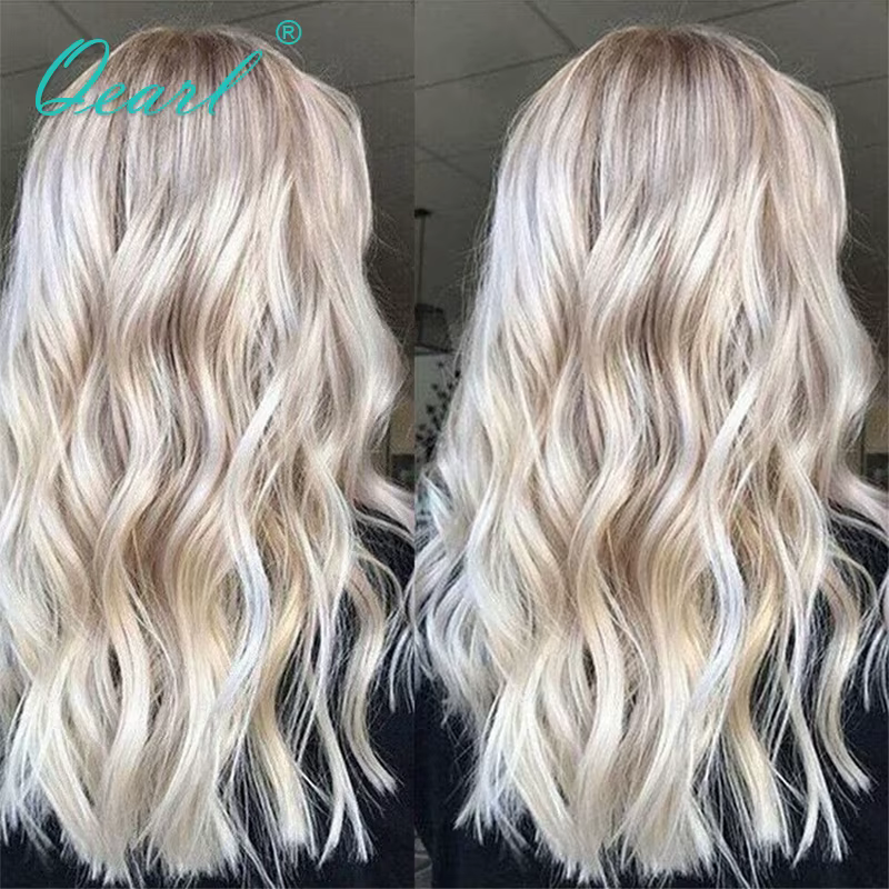 Qearl-Perruque de Cheveux Humains Naturels, Brun Clair, Mèches Blondes Agaçantes, Full Lace, Ultravi