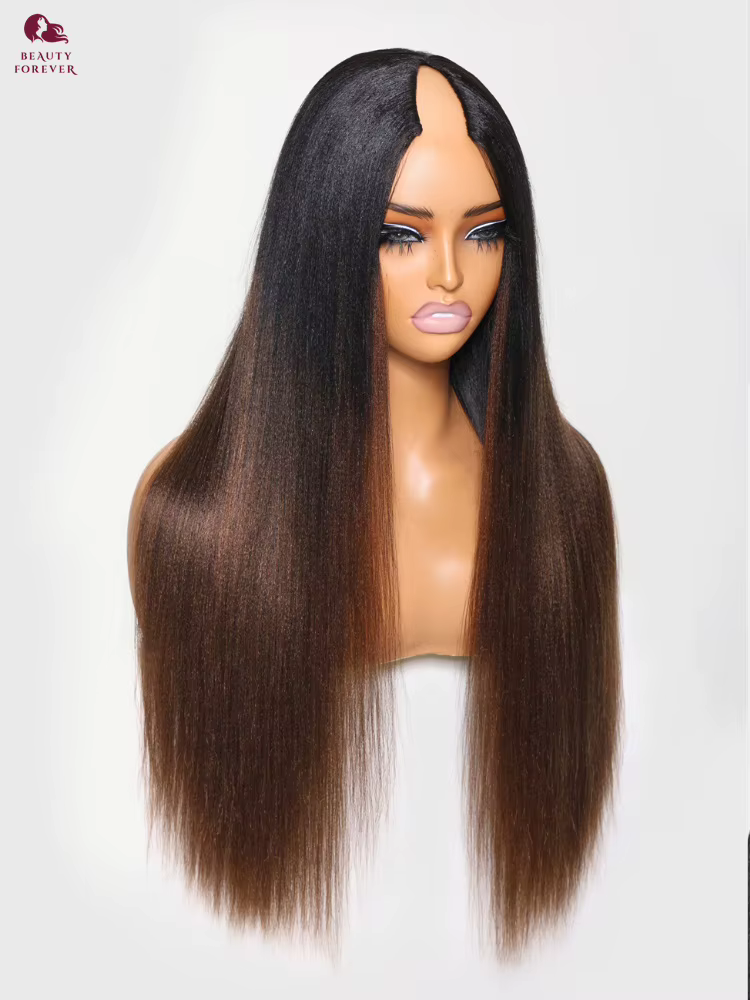 Beauté pour toujours EasiContour ™   Ombre brun V partie perruque cheveux humains mettre et aller Ya