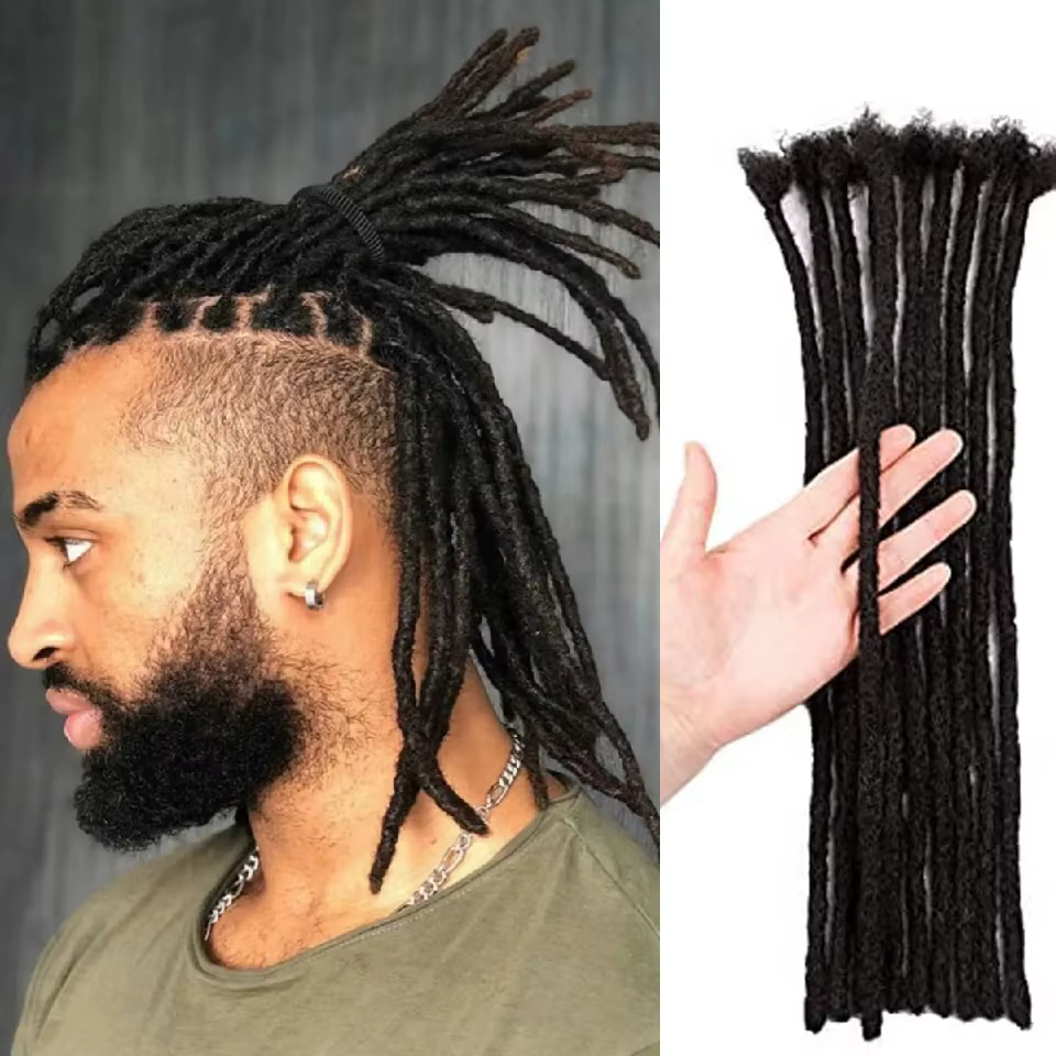 Extensions de dreadlocks faites à la main pour hommes et femmes, extension de cheveux humains, 100% 