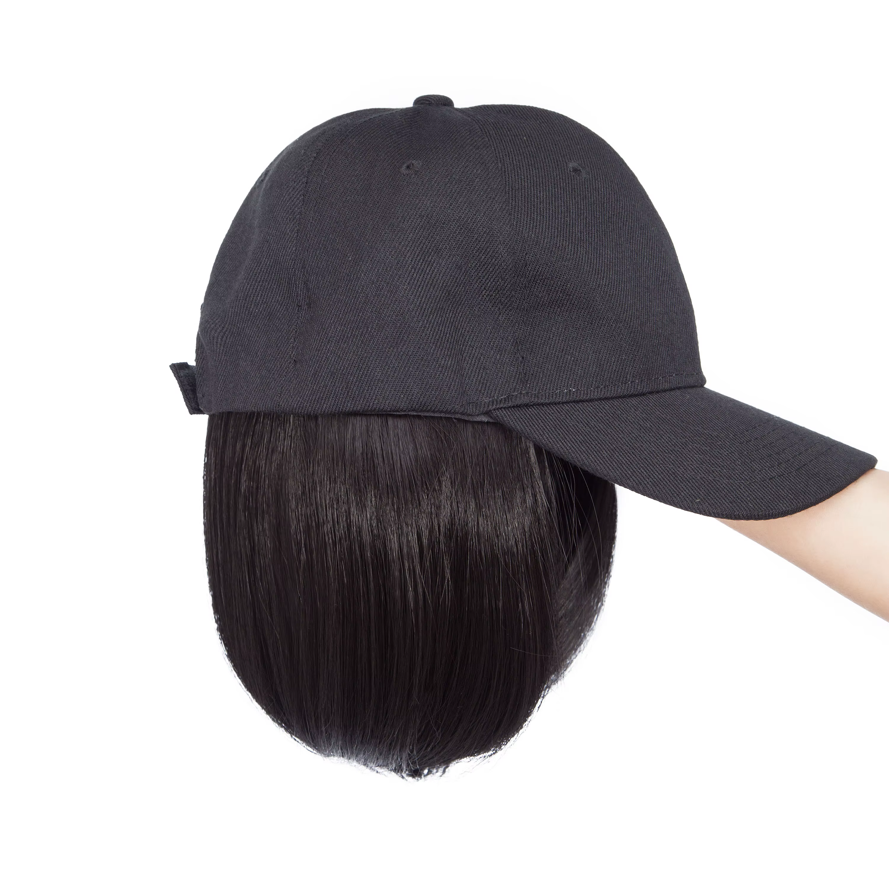 Casquette de Baseball avec Extensions de cheveux, coiffure Bob courte et lisse, perruque synthétique