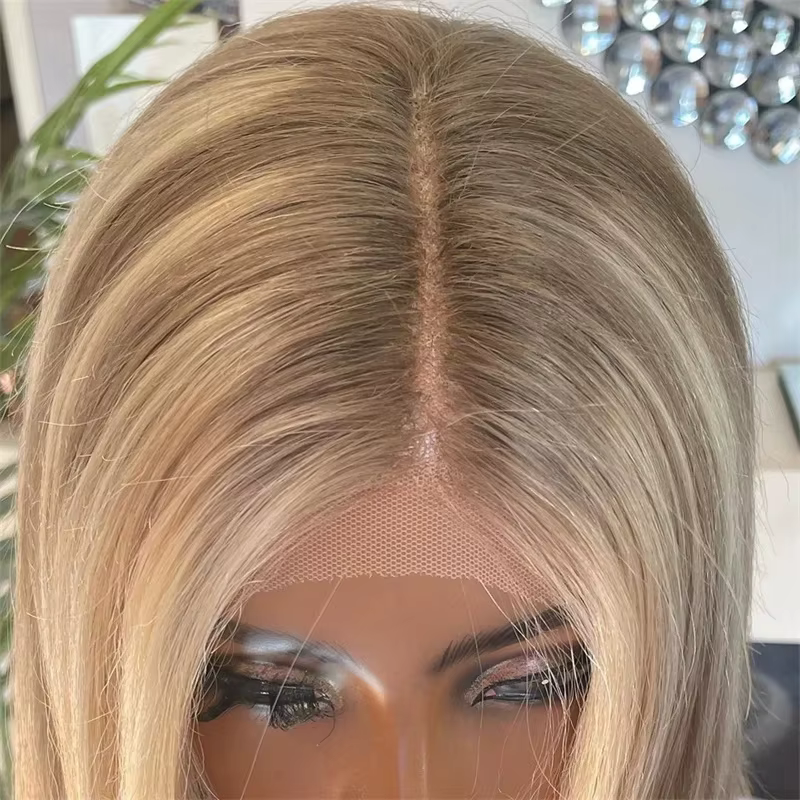 Perruque Lace Front Longue et Droite de 26 pouces, Cheveux Synthétiques Mélangés à 5% de Cheveux Hum