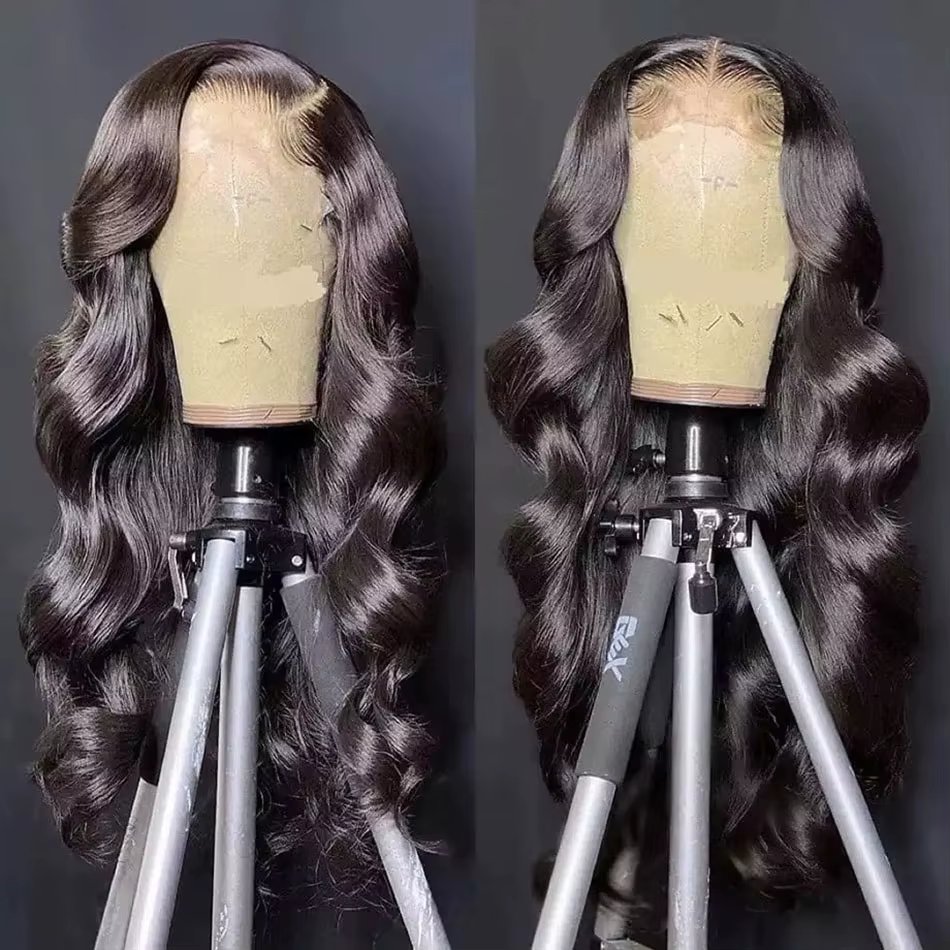 HD Transparent 13x6 dentelle avant perruques de cheveux humains vague de corps pré plumé péruvien va