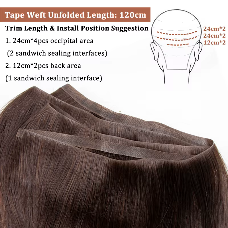 Bande injectée dans les Extensions de cheveux Invisible longue bande PU trame paquets de cheveux hum