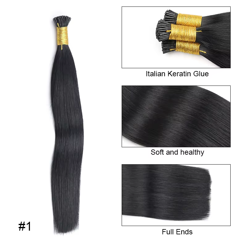 ITip Extension de cheveux Extension de cheveux humains droites 50 pièces/ensemble Capsule kératine F