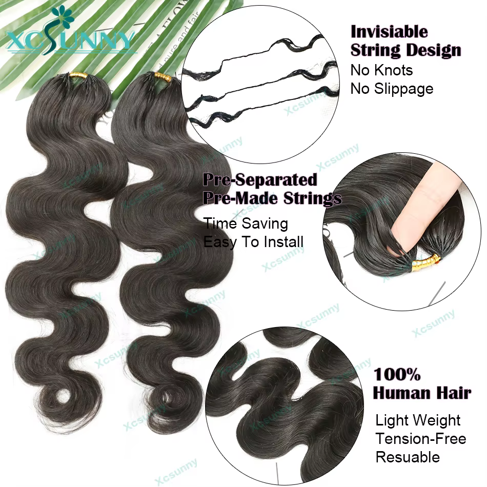 Extensions de cheveux humains au crochet effet plumes, ondulées, sans nœuds, pré-séparées, miracle n