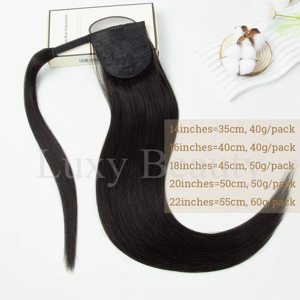 Clip en queue de cheval Extensions de cheveux humains Extensions de cheveux naturels réels Blonde br