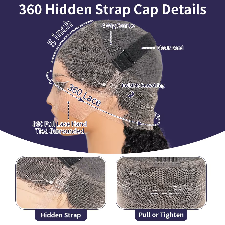Perruques Cheveux Humains Pleine Dentelle 360 avec Bandes Invisibles Pour Femmes Perruque Brésilienn