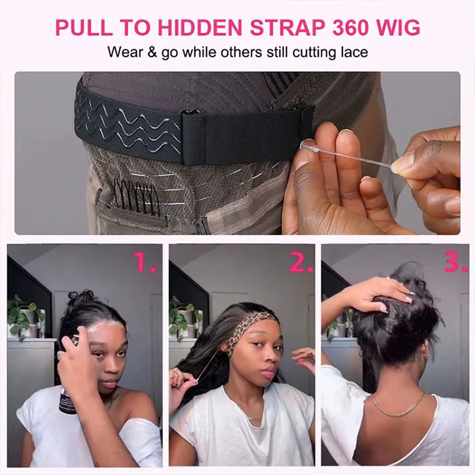 Perruques en cheveux humains ondulés, Perruque 360 Full Lace pré-épilée, Perruque frontale HD Lace 1