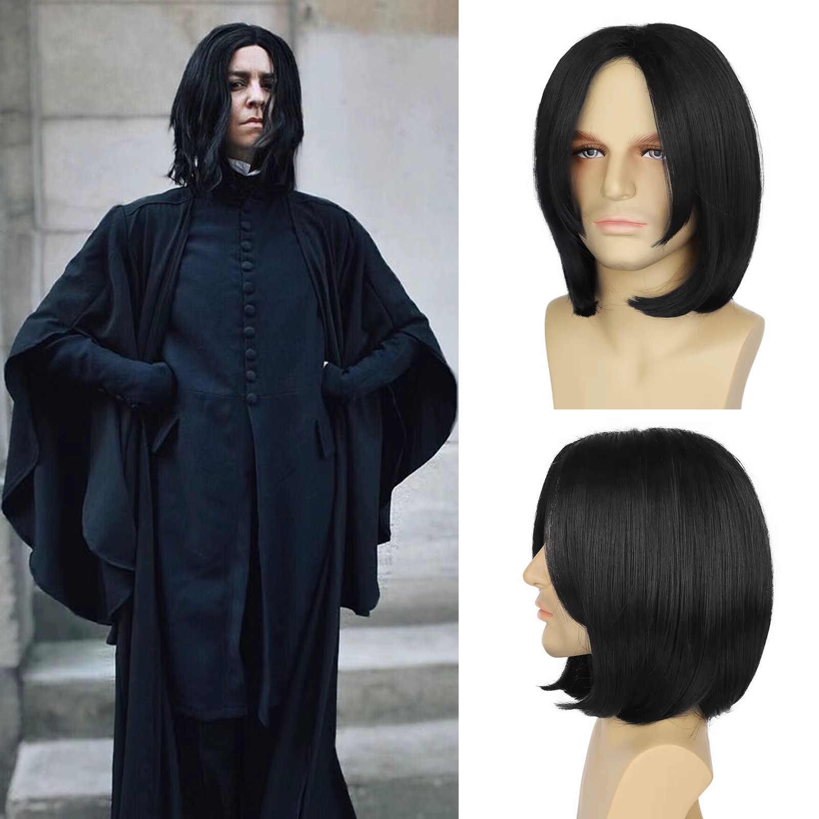 Tereshar professeur Severus Snape perruque synthétique courte droite noir hommes perruque pour adult